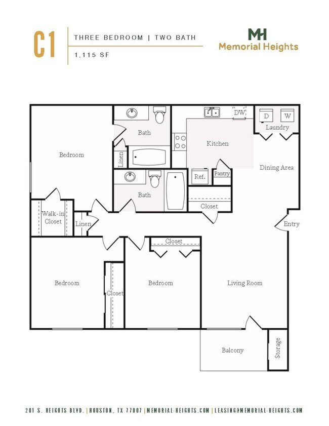 Three bedroom C1 1911 floor plan